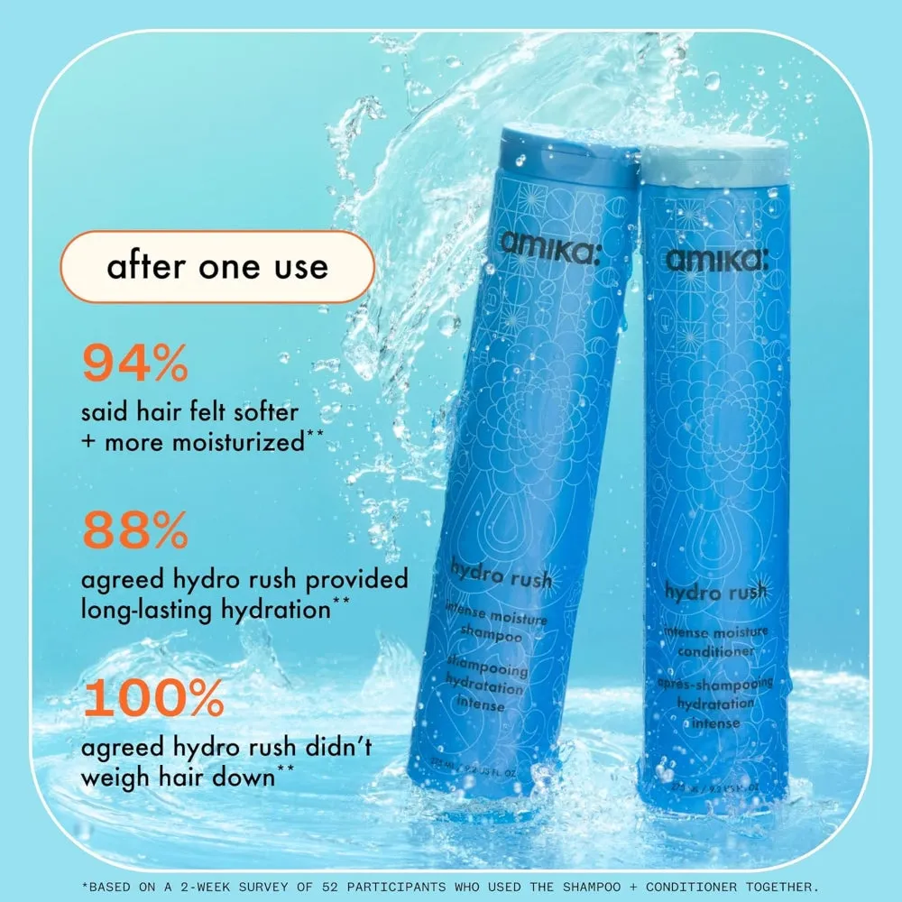Amika Hydro Rush Intense Moisture Shampoo & Conditioner Twin 2 x 275ml