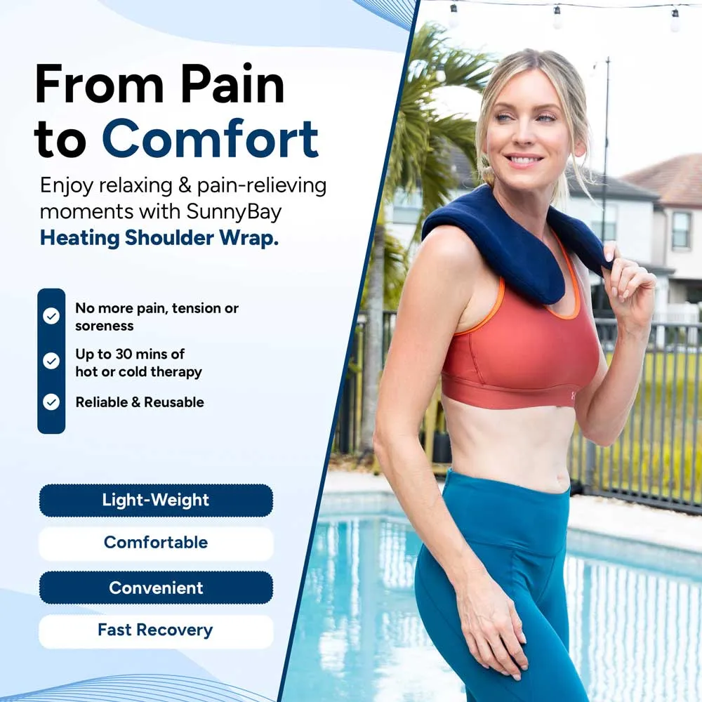 Cotton Microwavable Heating Wrap For Shoulder And Upper Back, Blue