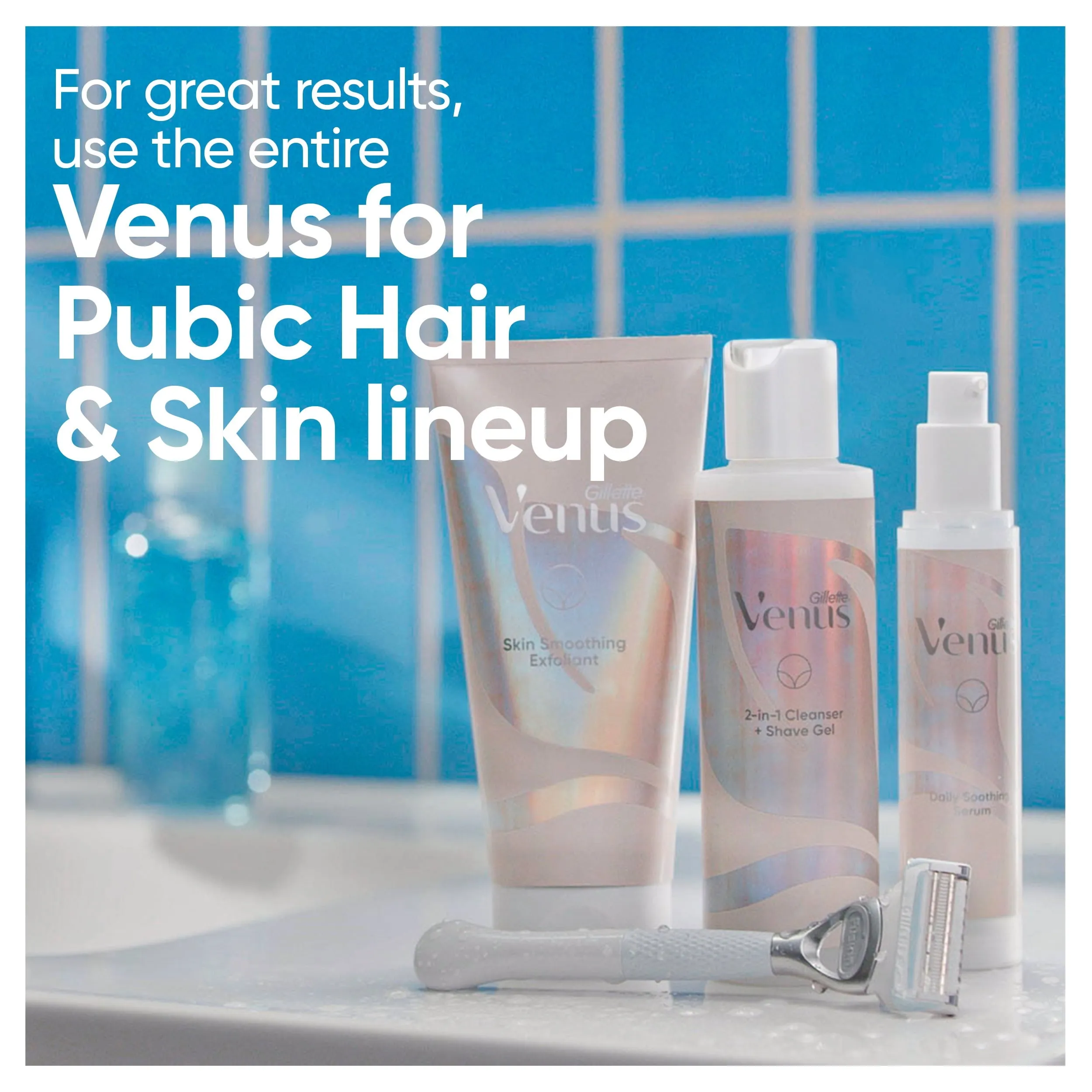 Gillette Venus for Female Pubic Hair and Skin, 2-in-1 Cleanser   Shave Gel, 6.4 oz, White