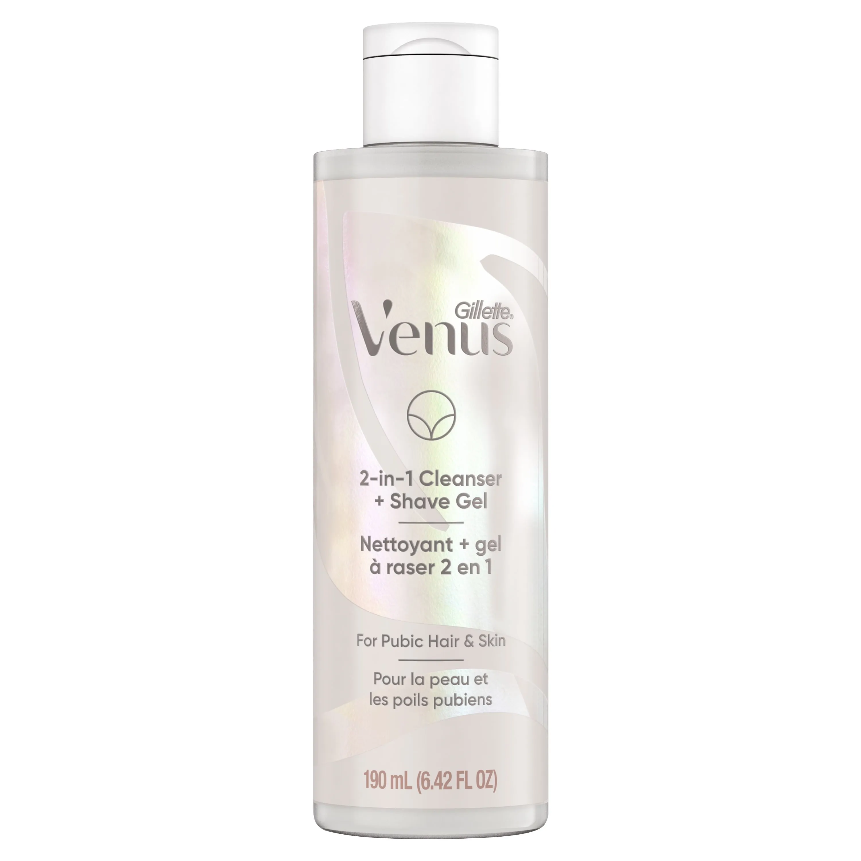 Gillette Venus for Female Pubic Hair and Skin, 2-in-1 Cleanser   Shave Gel, 6.4 oz, White