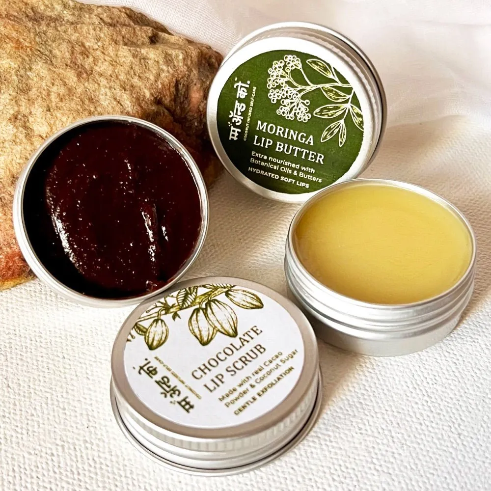 Lips Best Friends Pack- Moringa Lip Butter   Chocolate Lip Scrub