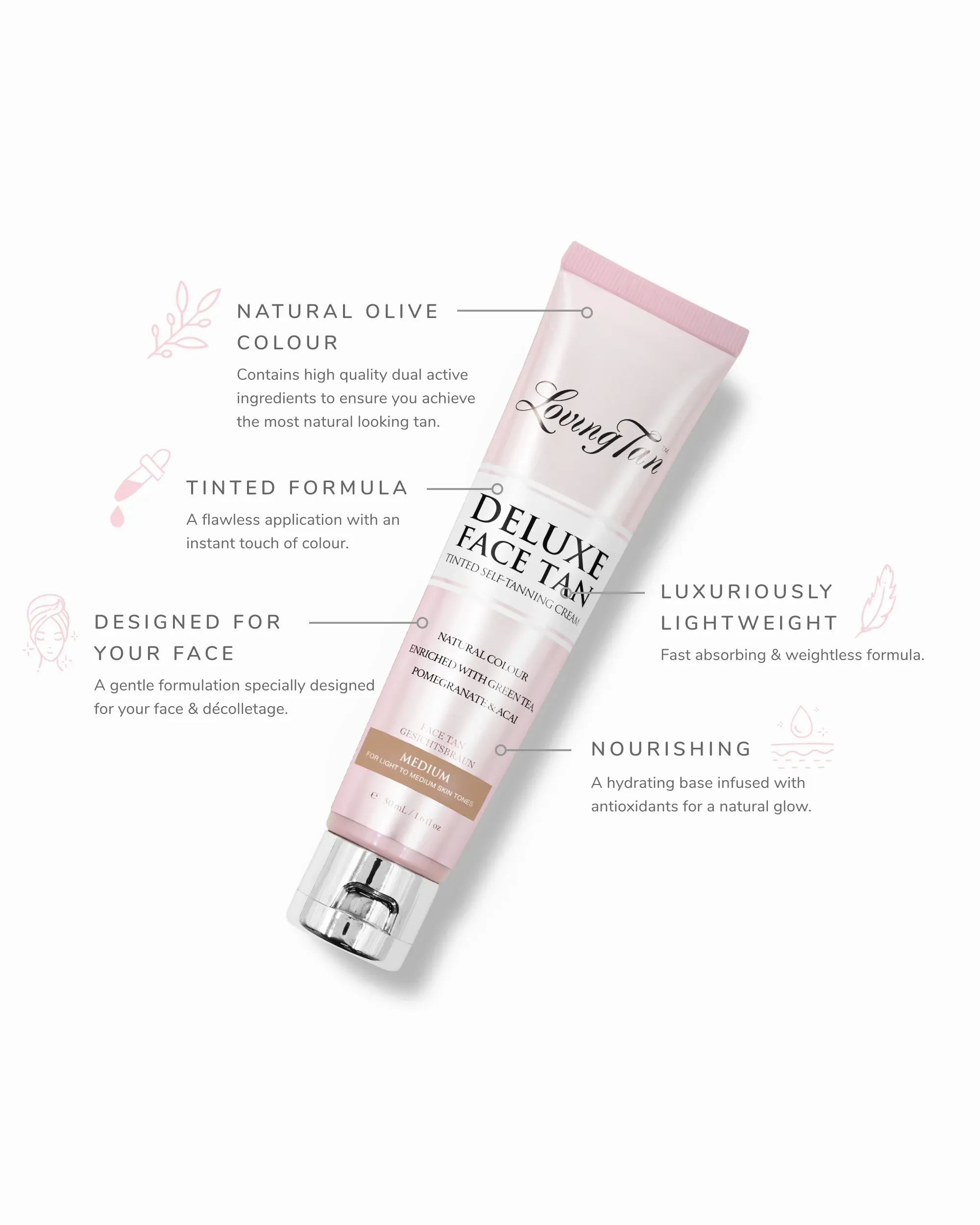 Loving Tan Deluxe Face Tan Medium 1.6oz