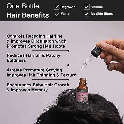 Soulflower Rosemary Essential Oil for Hair Growth, Hair Fall Control and Nourishment, Skin Care | Clinically Tested & Ecocert Certified Organic 100% Pure, Natural, Undiluted | 15ml